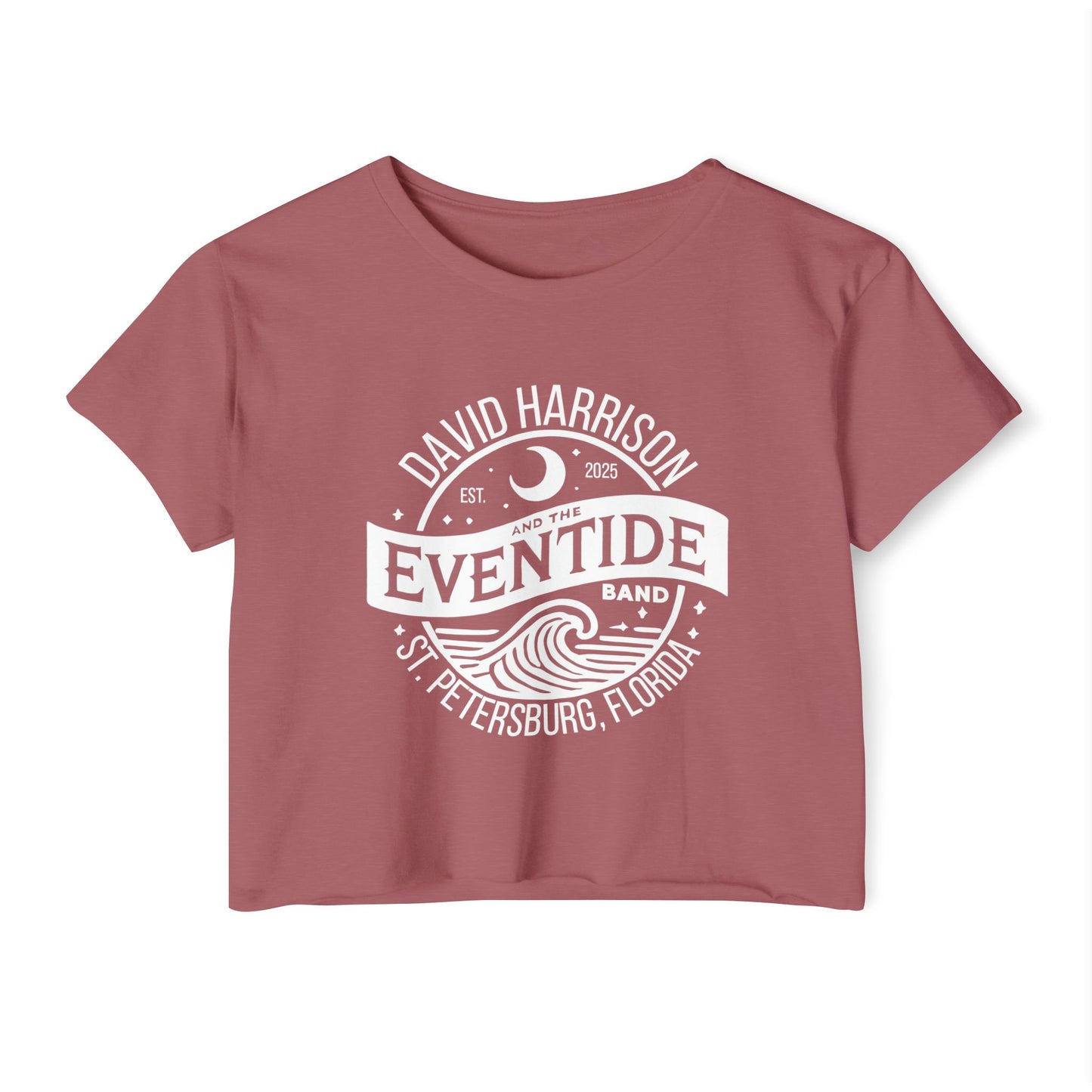 David Harrison & The Eventide Band | Official Logo | Festival Crop Top | Smoked Paprika with White Front Print