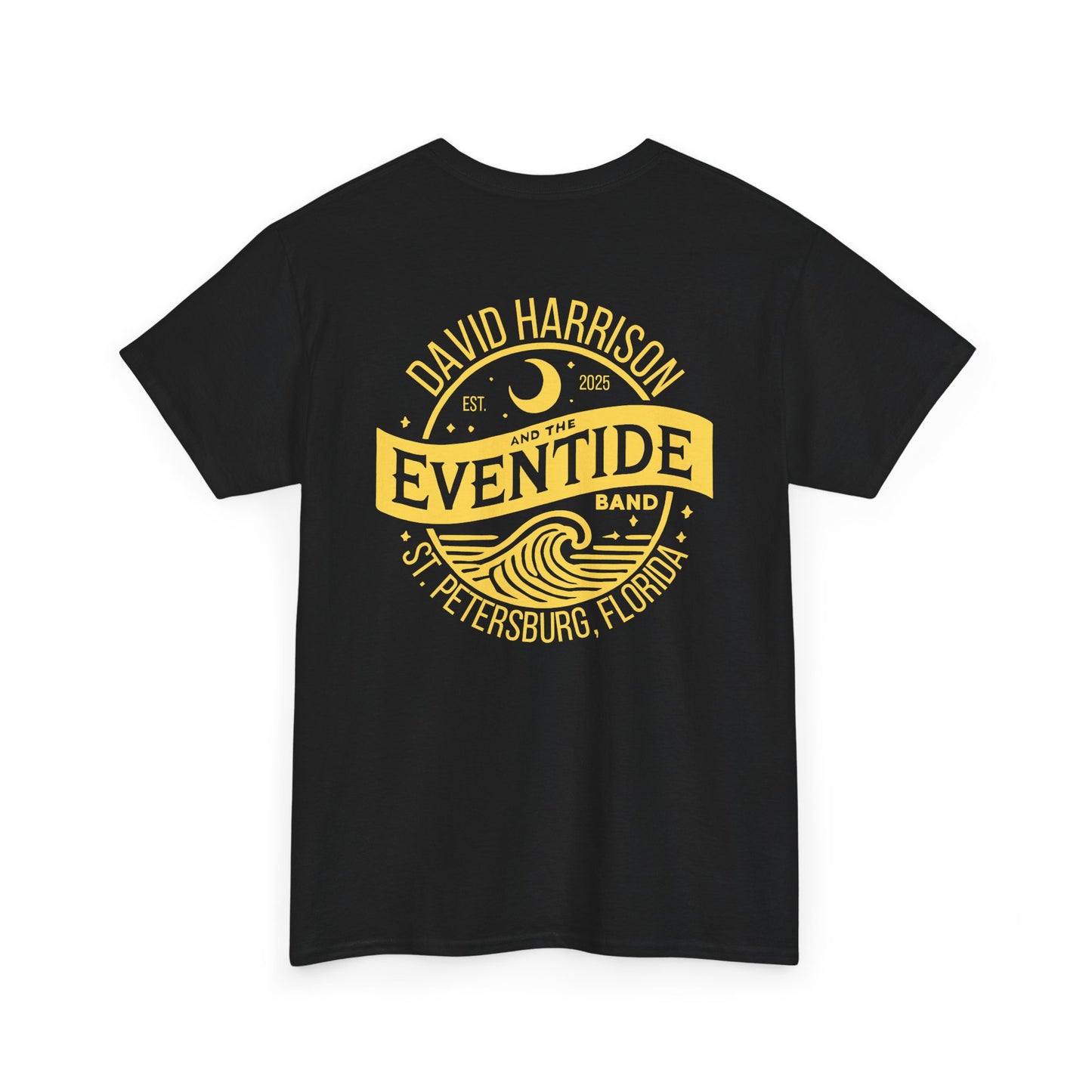 David Harrison & The Eventide Band | Official Logo | T-Shirt | Black with Mustard Yellow Back Print