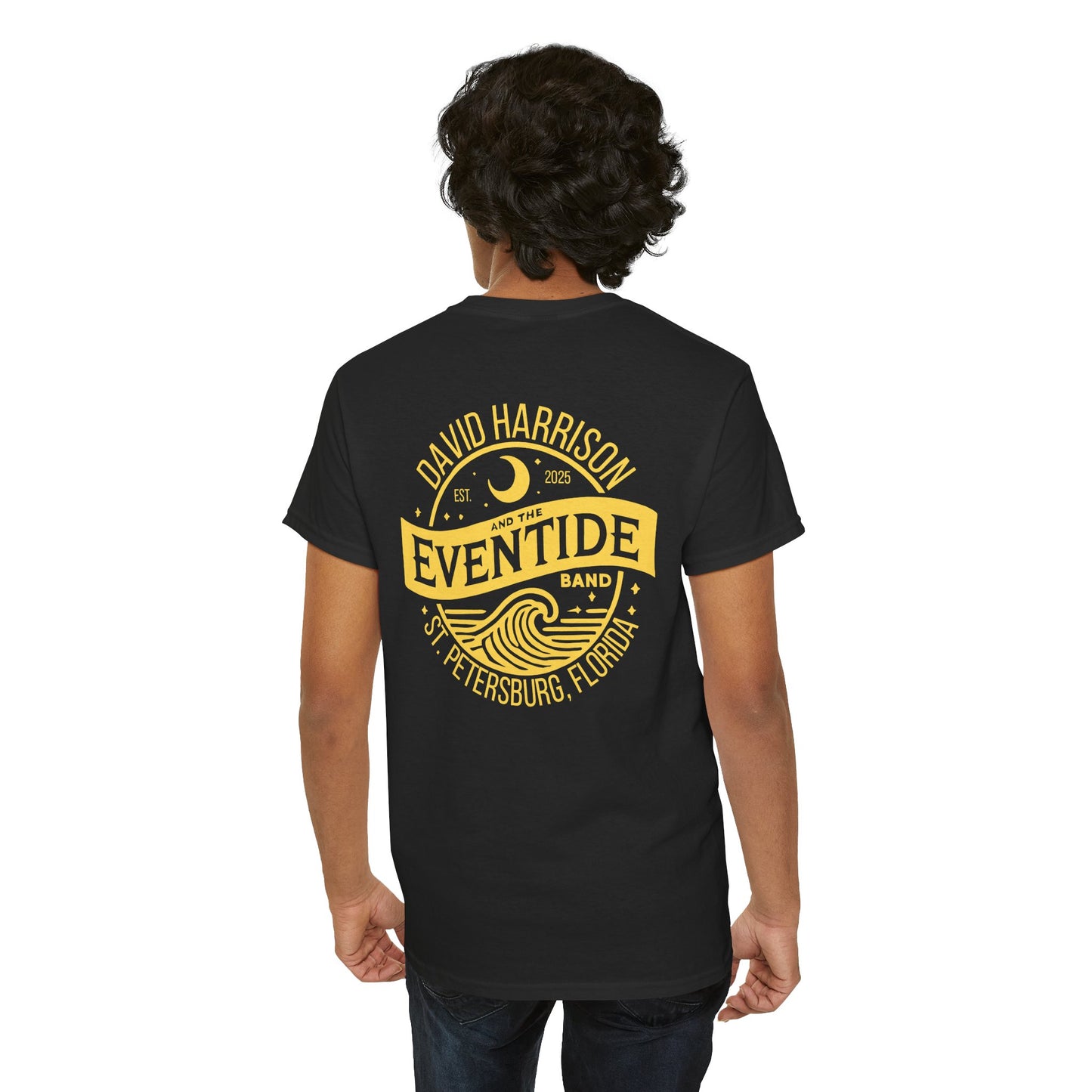 David Harrison & The Eventide Band | Official Logo | T-Shirt | Black with Mustard Yellow Back Print