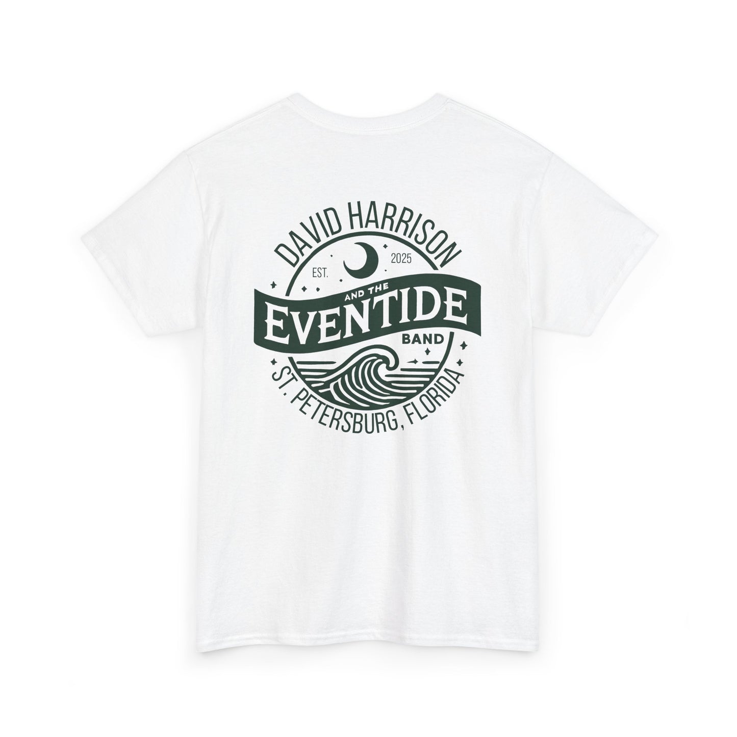 David Harrison & The Eventide Band | Official Logo | T-Shirt | White with Dark Green Back Print
