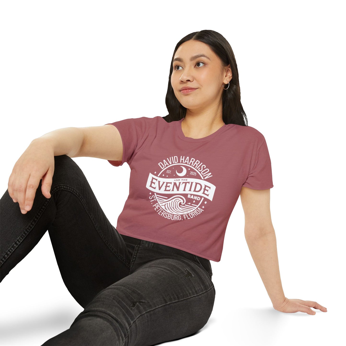 David Harrison & The Eventide Band | Official Logo | Festival Crop Top | Smoked Paprika with White Front Print