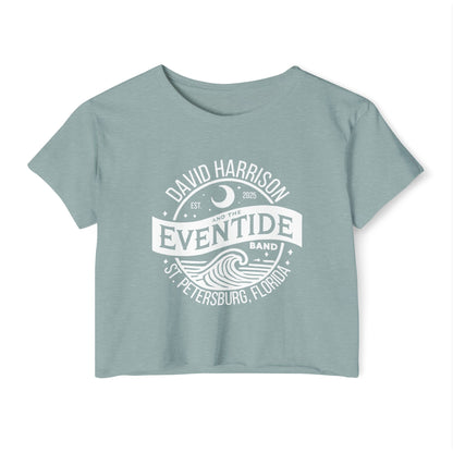 David Harrison & The Eventide Band | Official Logo | Festival Crop Top | Stonewash Green with White Front Print