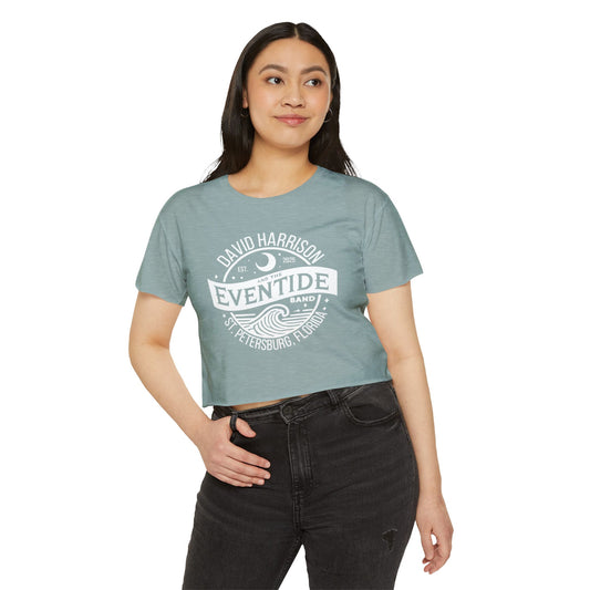 David Harrison & The Eventide Band | Official Logo | Festival Crop Top | Stonewash Green with White Front Print
