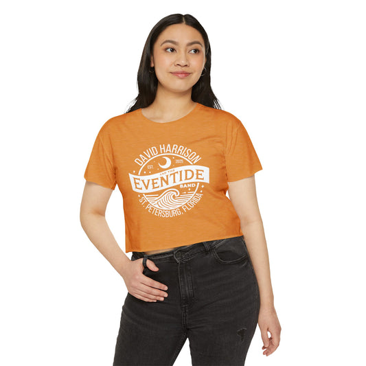 David Harrison & The Eventide Band | Official Logo | Festival Crop Top | Antique Gold with White Front Print