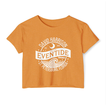 David Harrison & The Eventide Band | Official Logo | Festival Crop Top | Antique Gold with White Front Print