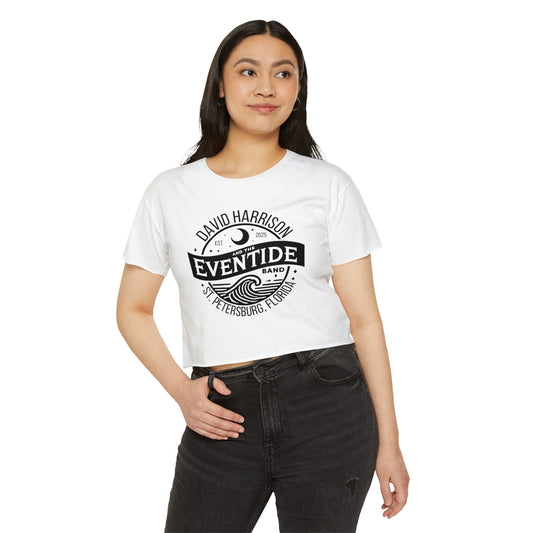 David Harrison & The Eventide Band | Official Logo | Festival Crop Top | White with Black Front Print
